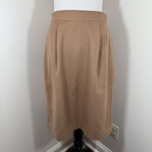 Vintage100% Pure Wool Midi Skirt Size 12 Tan Lined Sag Harbor